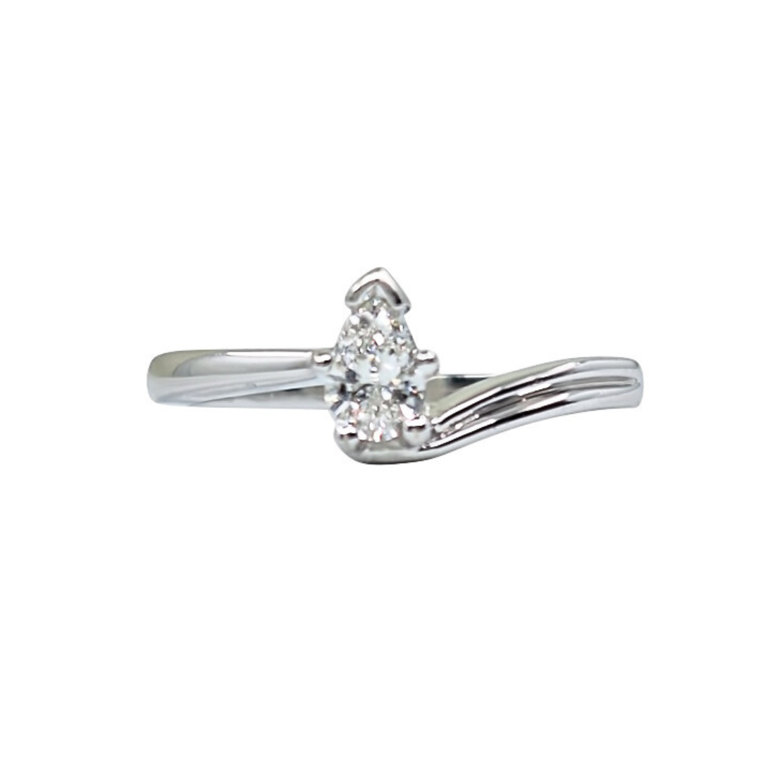 9ct White Gold Diamond Pear Shape Solitaire Ring 0.25ct