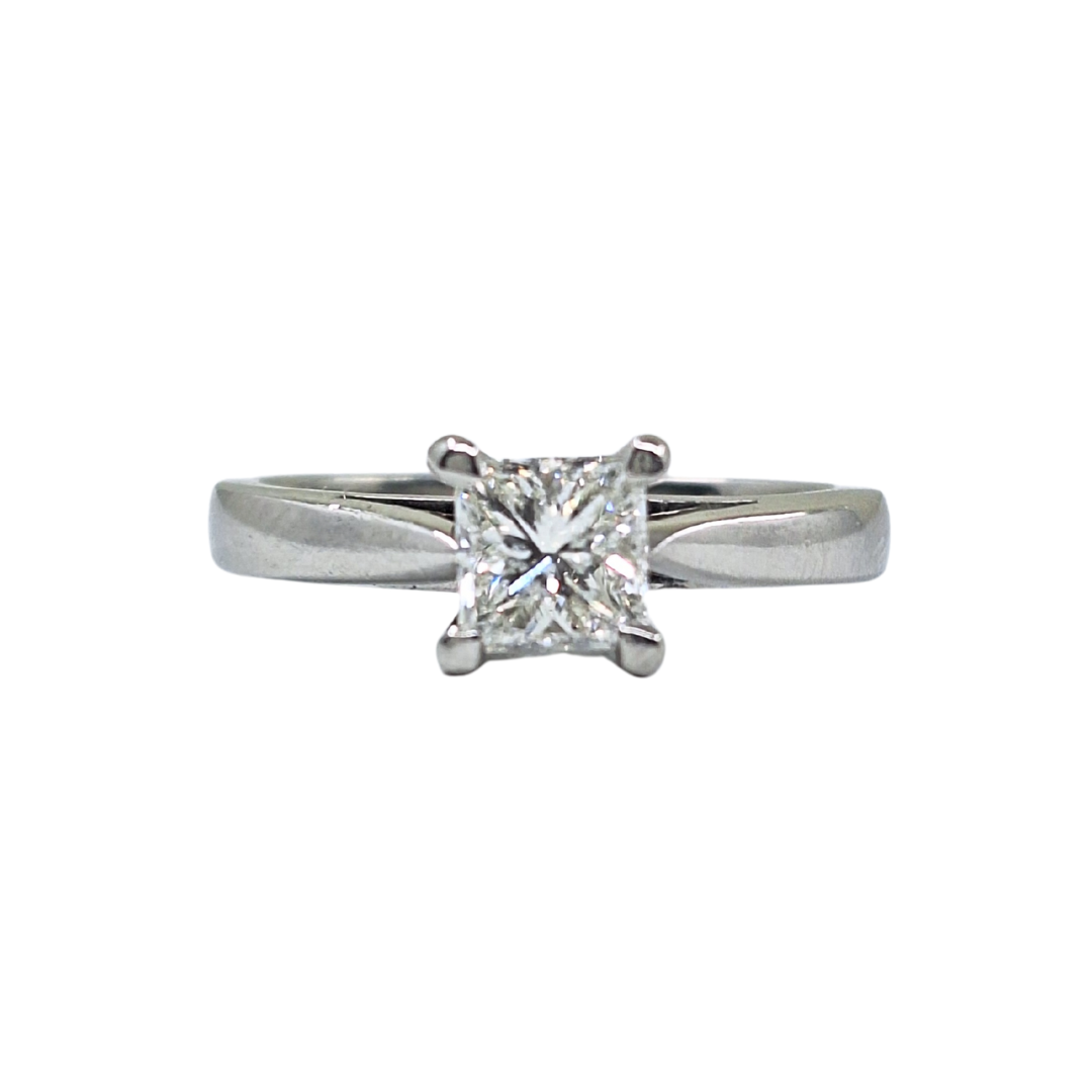Platinum Princess Cut Diamond Solitaire Ring 0.50ct