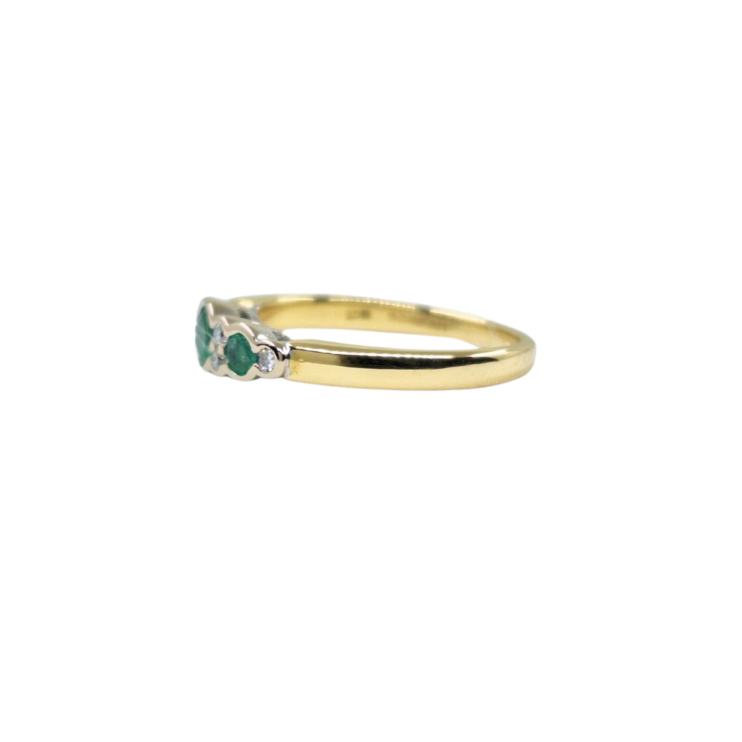 18ct Yellow Gold Emerald & Diamond Band Ring