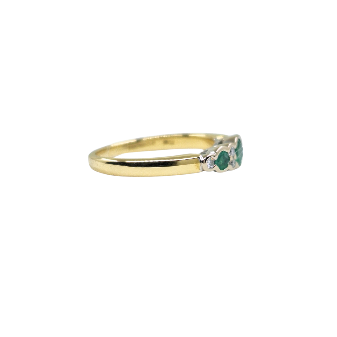 18ct Yellow Gold Emerald & Diamond Band Ring