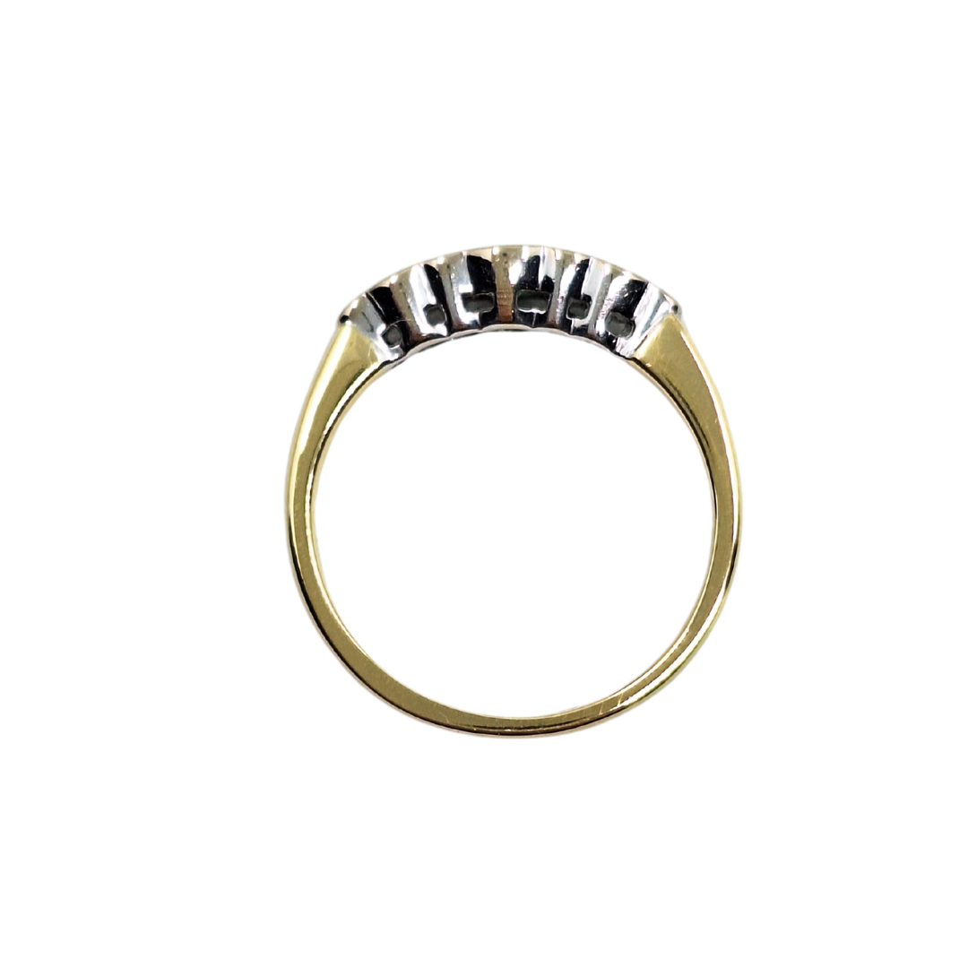 18ct Yellow Gold Emerald & Diamond Band Ring