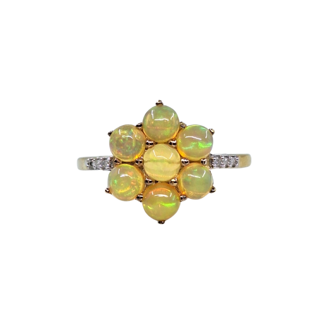 9ct Yellow Gold 7 Stone Opal Cluster Ring