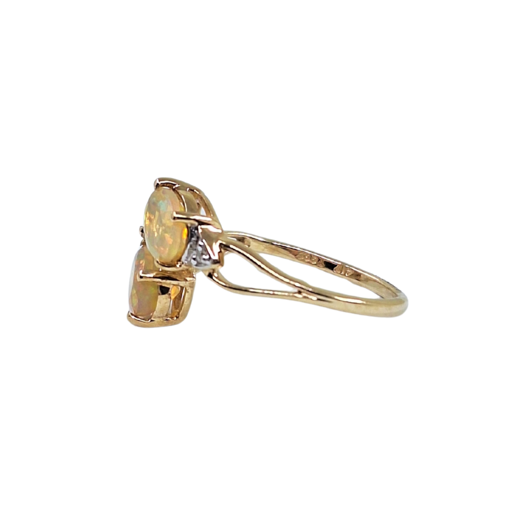 9ct Yellow Gold Opal 2 Stone Ring