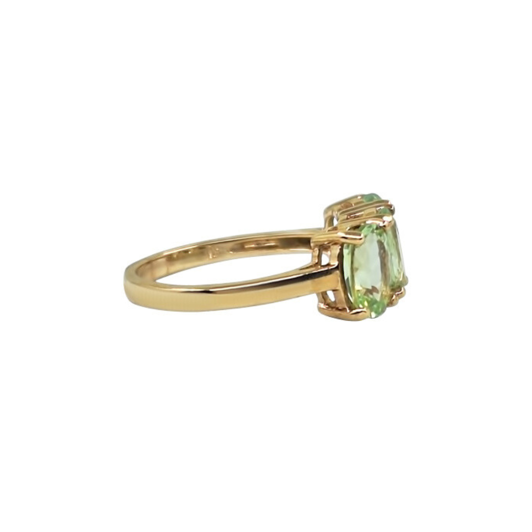 9ct Yellow Gold Prasiolite 3 Stone Ring