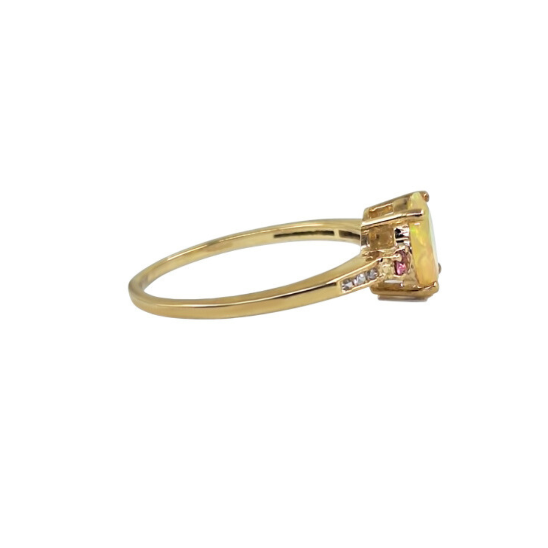 9ct Yellow Gold Opal & Garnet Ring
