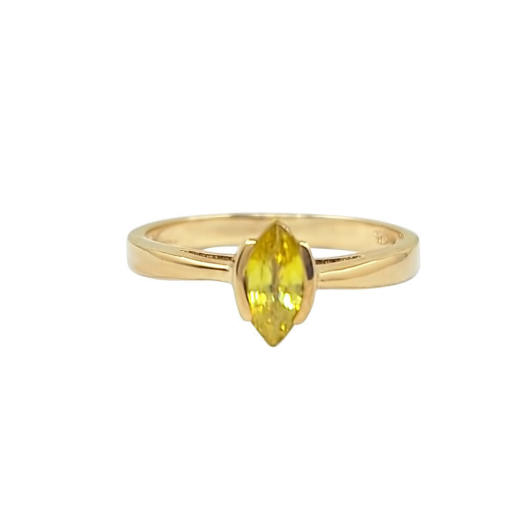 9ct Yellow Gold Marquise Citrine Solitaire Ring