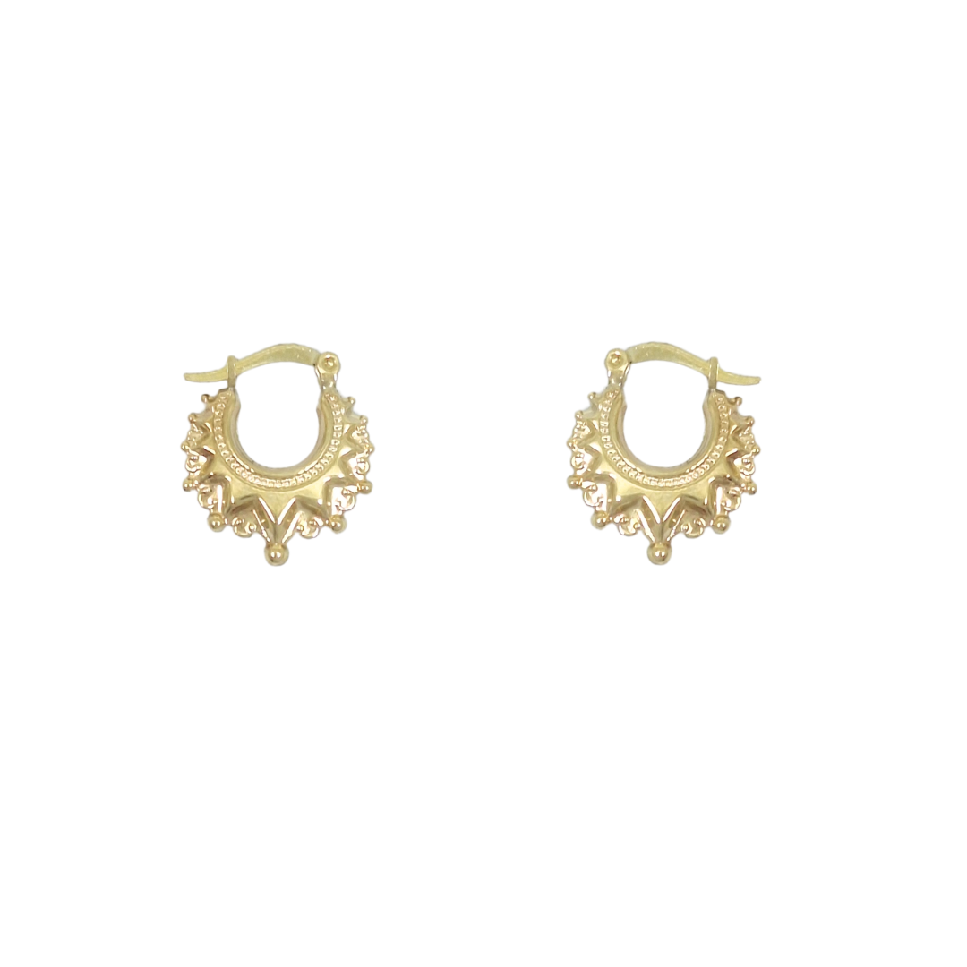 9ct Yellow Gold Small Spike Creoles