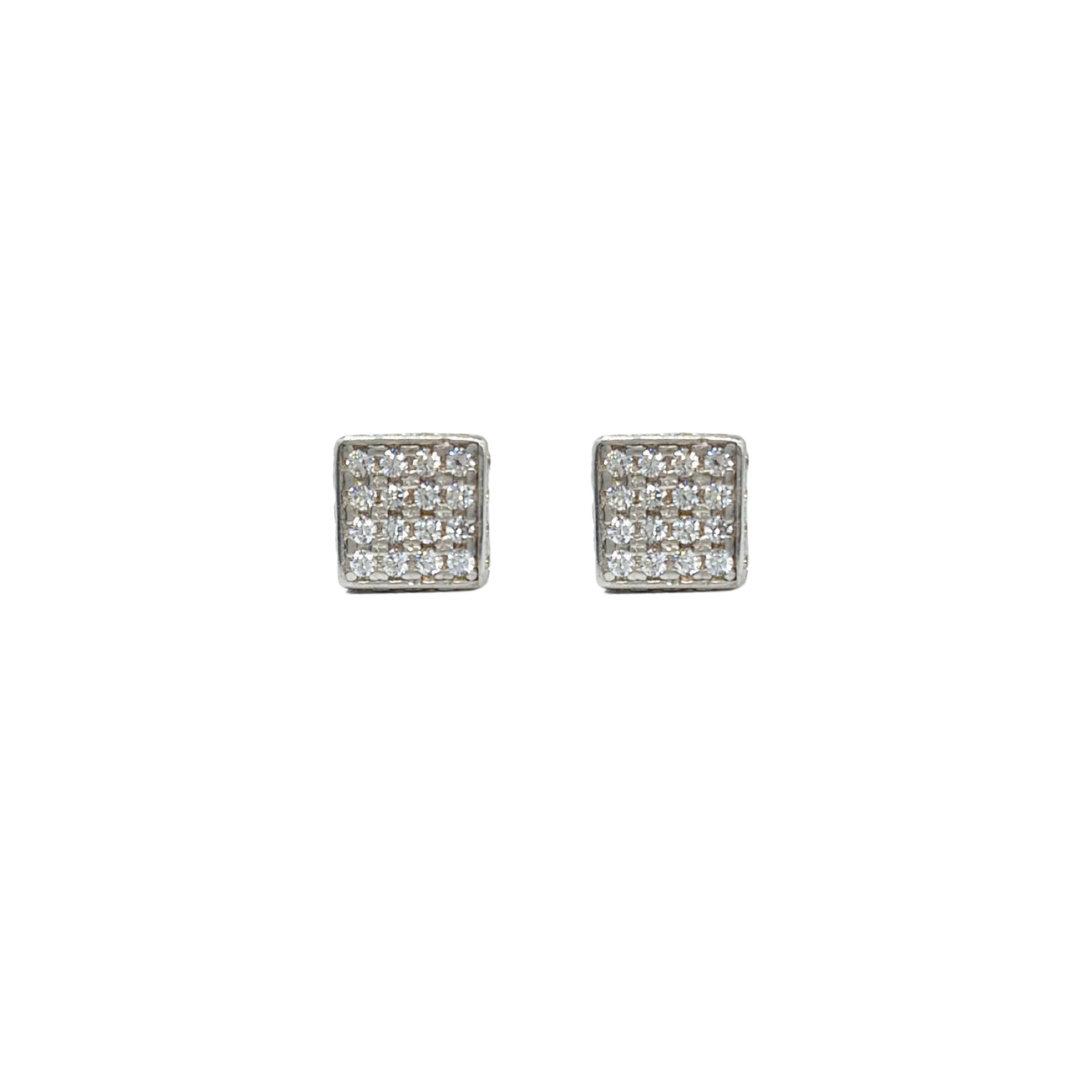 9ct Yellow Gold Square Cubic Zirconia Cluster Stud Earrings