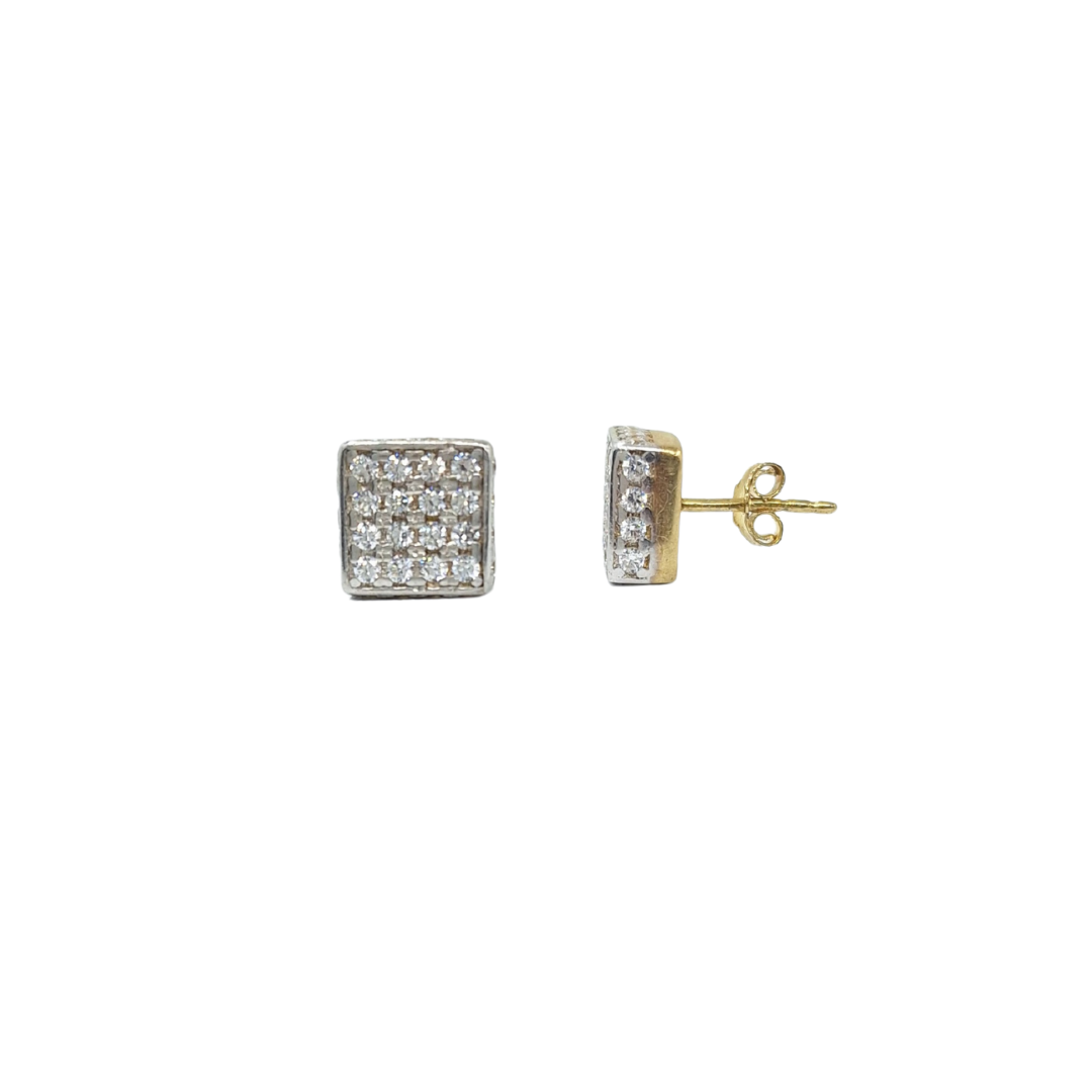 9ct Yellow Gold Square Cubic Zirconia Cluster Stud Earrings
