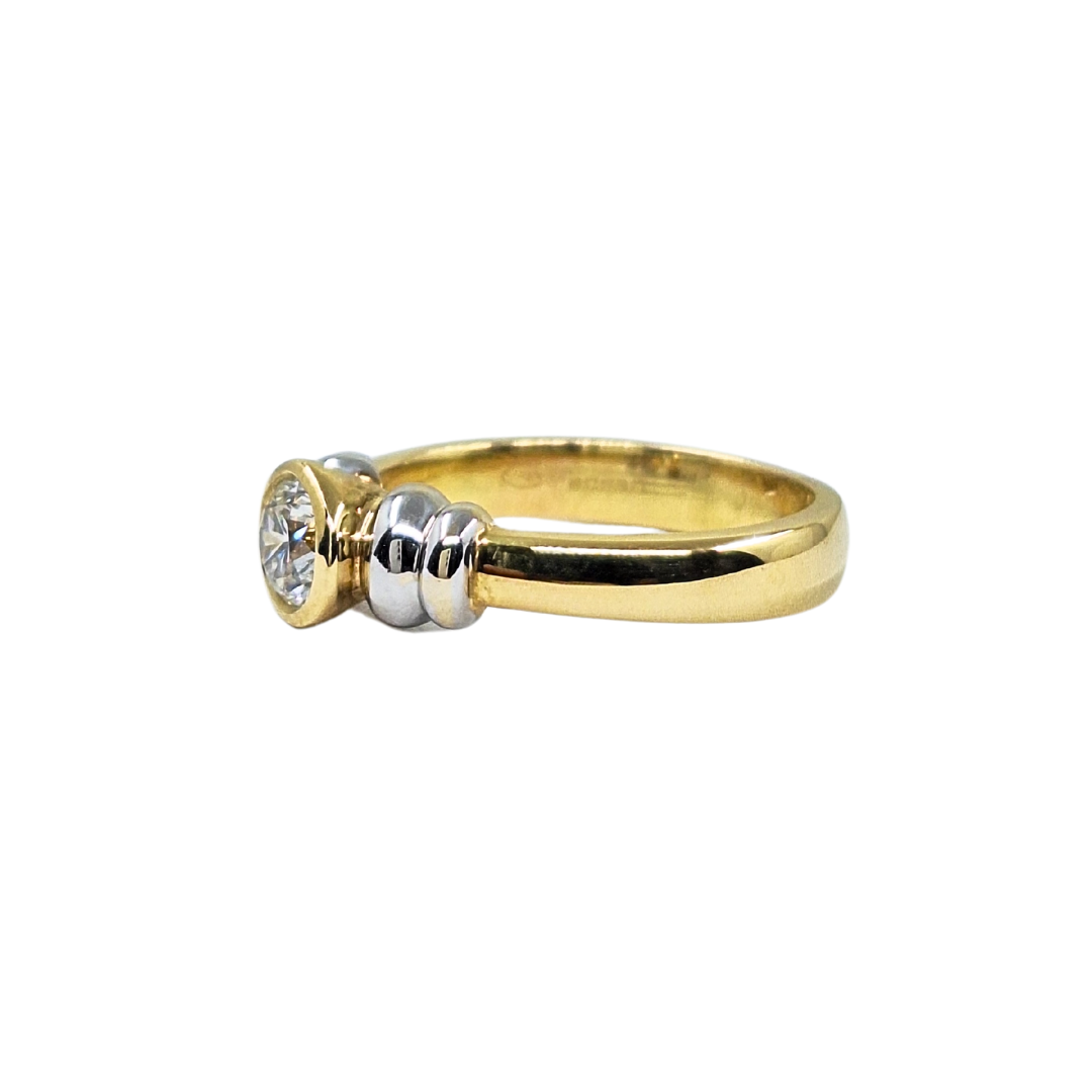 18ct Yellow Gold Rub-over Diamond Solitaire Ring 0.50ct