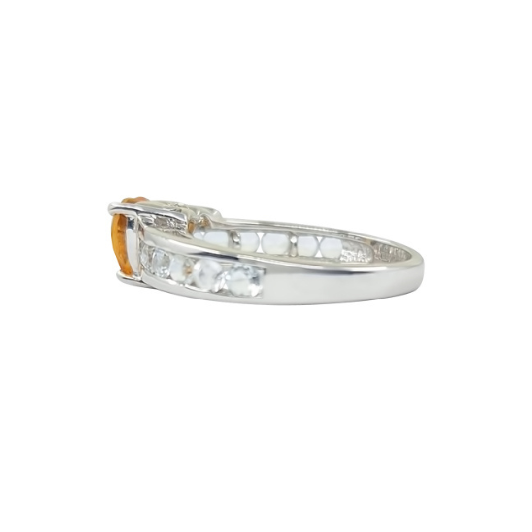 9ct White Gold Yellow Topaz Heart Ring