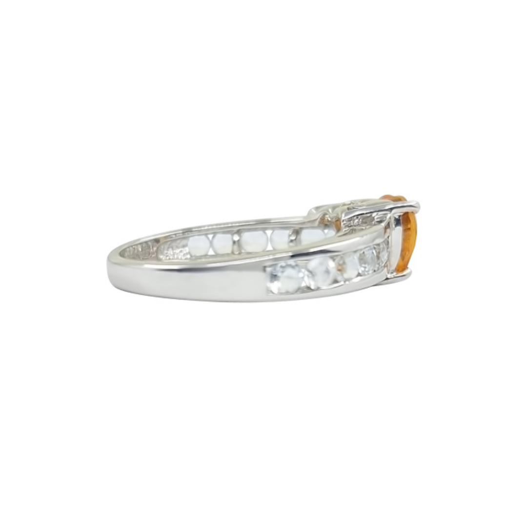 9ct White Gold Yellow Topaz Heart Ring