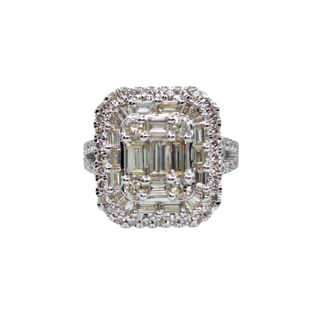 9ct White Gold Diamond Cluster Ring 2.35ct
