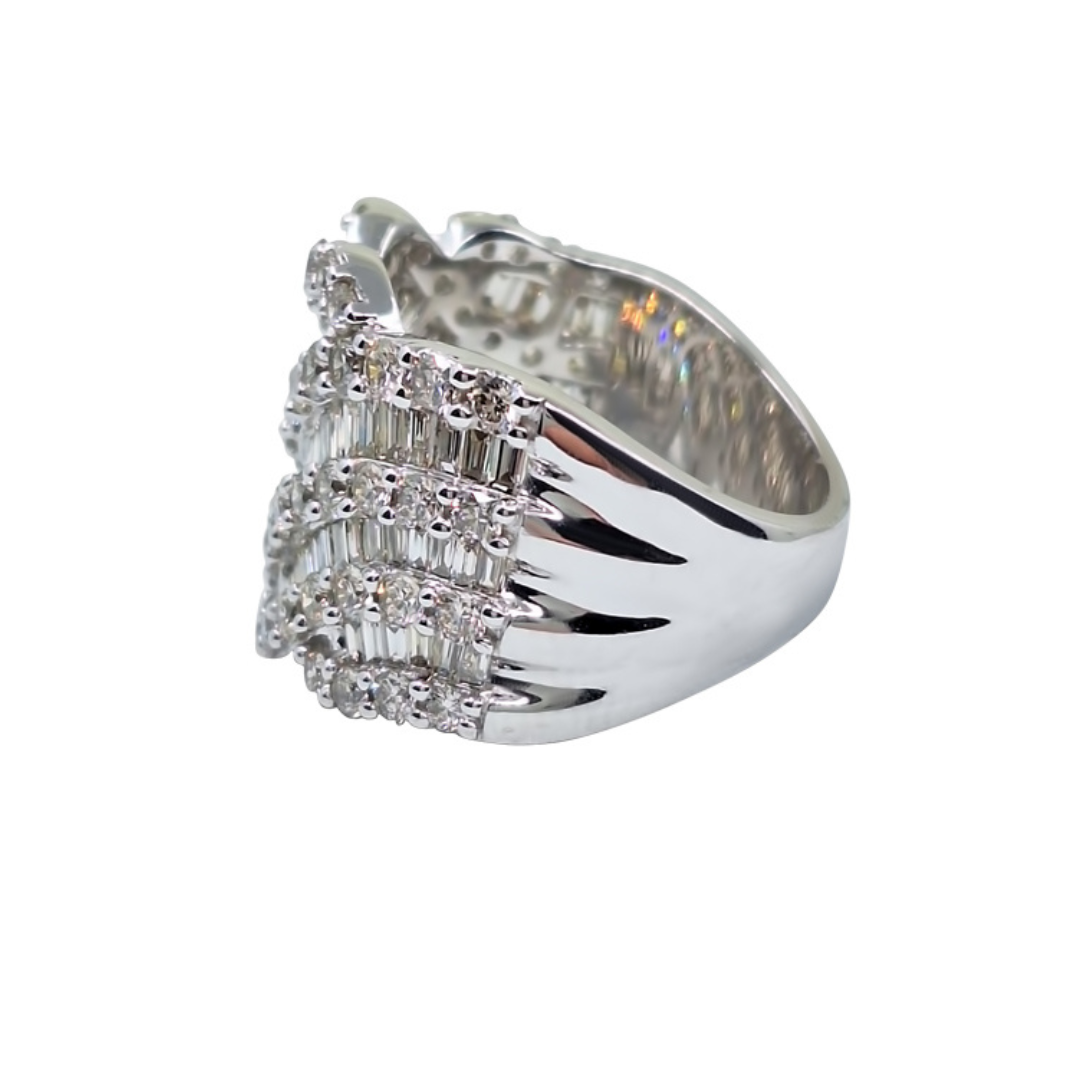 9ct White Gold Baguette Diamond Band Ring 3ct