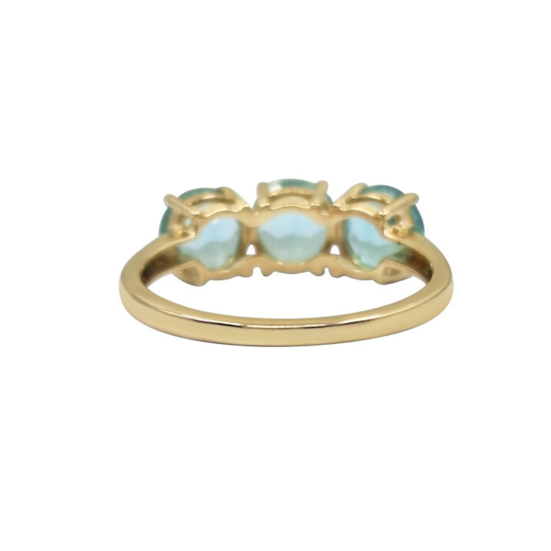 9ct Yellow Gold Blue 3 Stone Ring