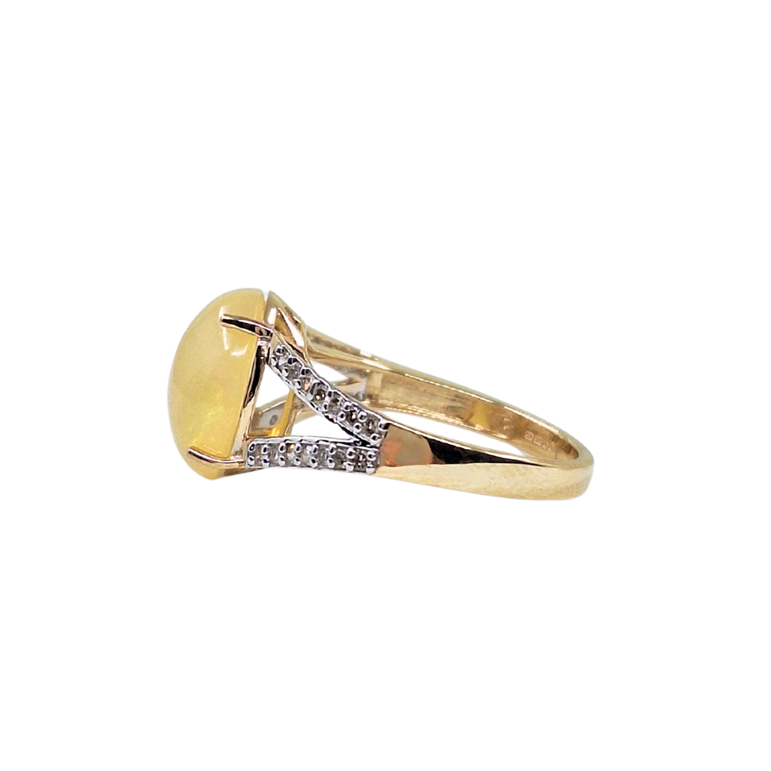 9ct Yellow Gold Opal & Diamond Ring