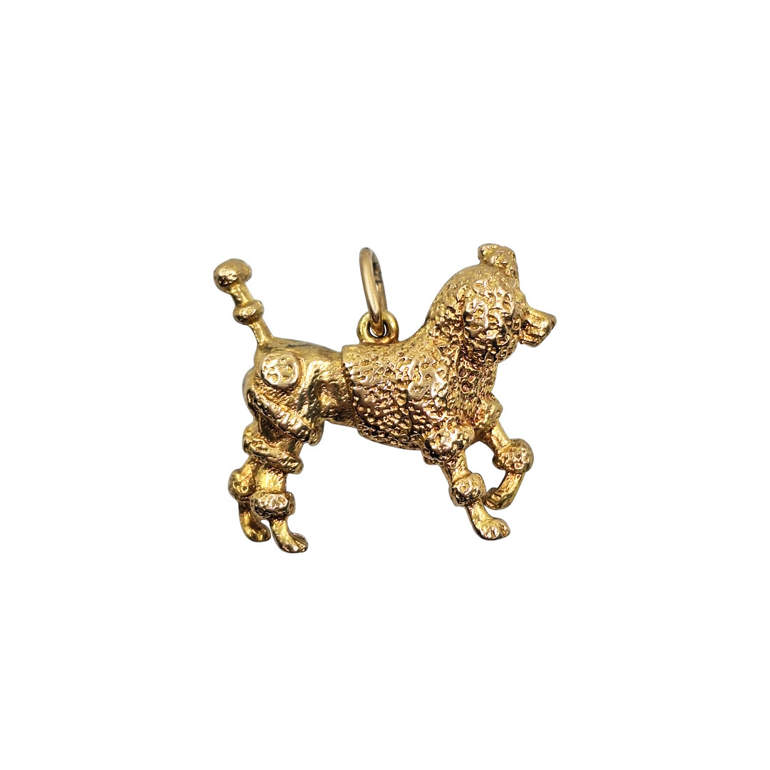 9ct Yellow Gold Solid Poodle Pendant