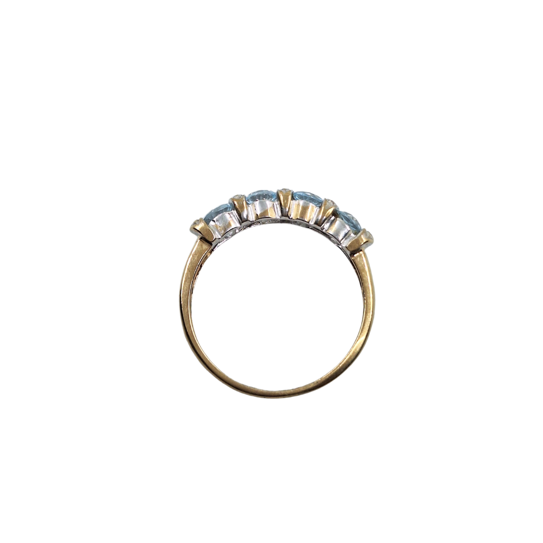 9ct Yellow Gold Aquamarine & Diamond Eternity Ring