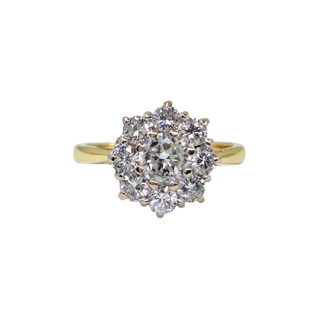 18ct Yellow Gold Diamond Cluster Ring