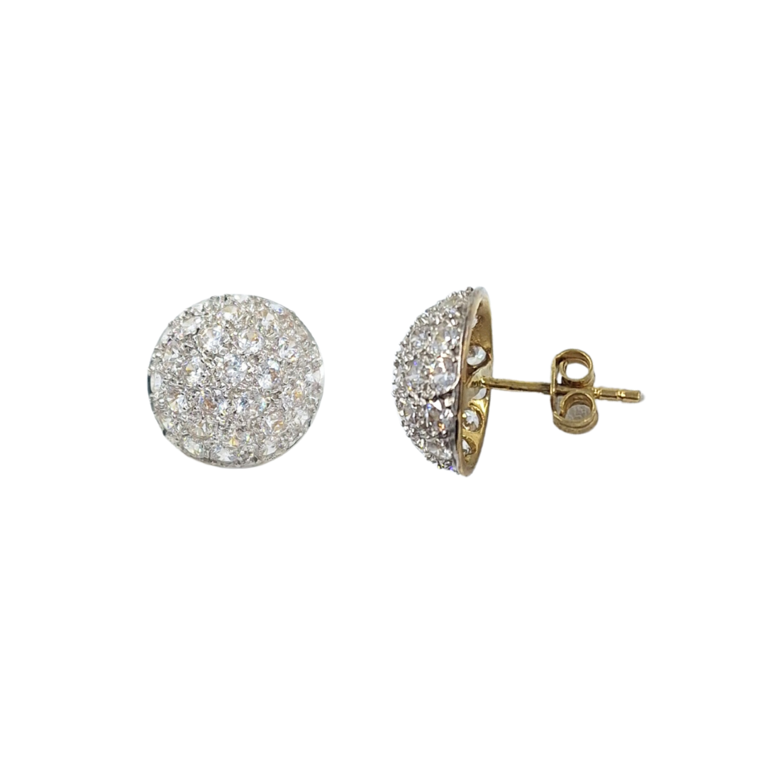 9ct Yellow Gold Cubic Zirconia Domed Cluster Stud Earrings