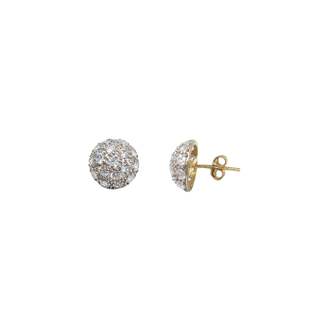 9ct Yellow Gold Cubic Zirconia Domed Cluster Stud Earrings