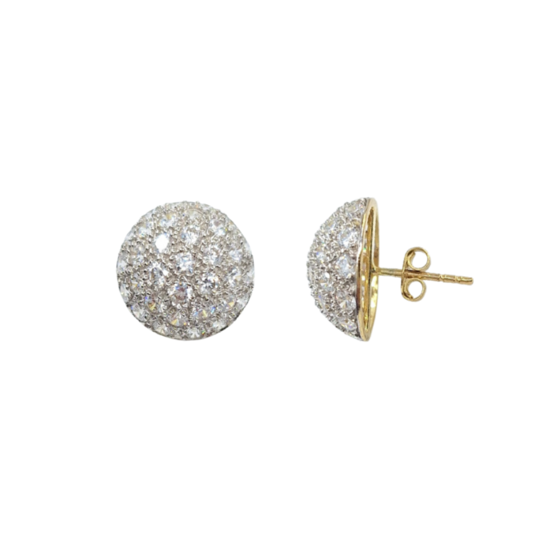 9ct Yellow Gold Cubic Zirconia Domed Cluster Stud Earrings