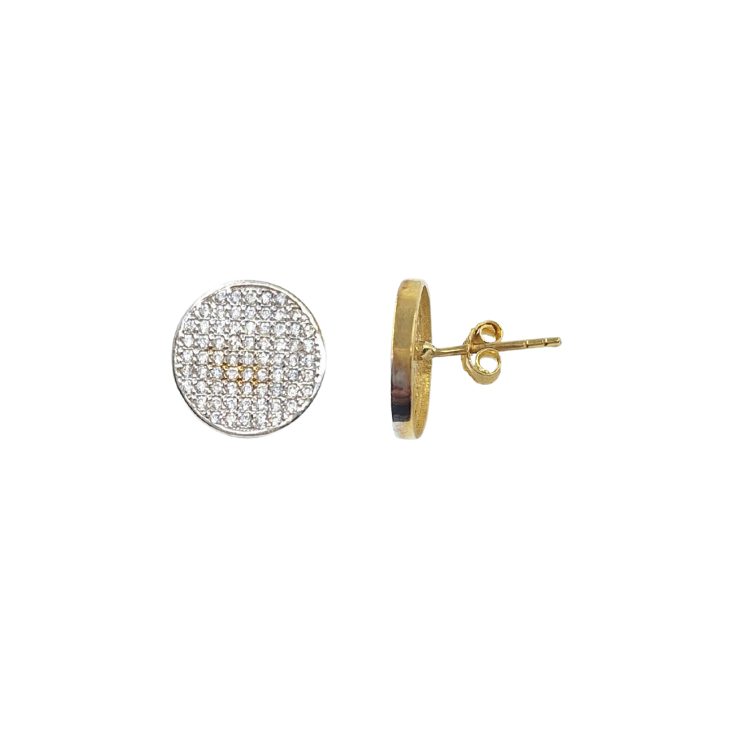 9ct Yellow Gold Round Cubic Zirconia Cluster Stud Earrings