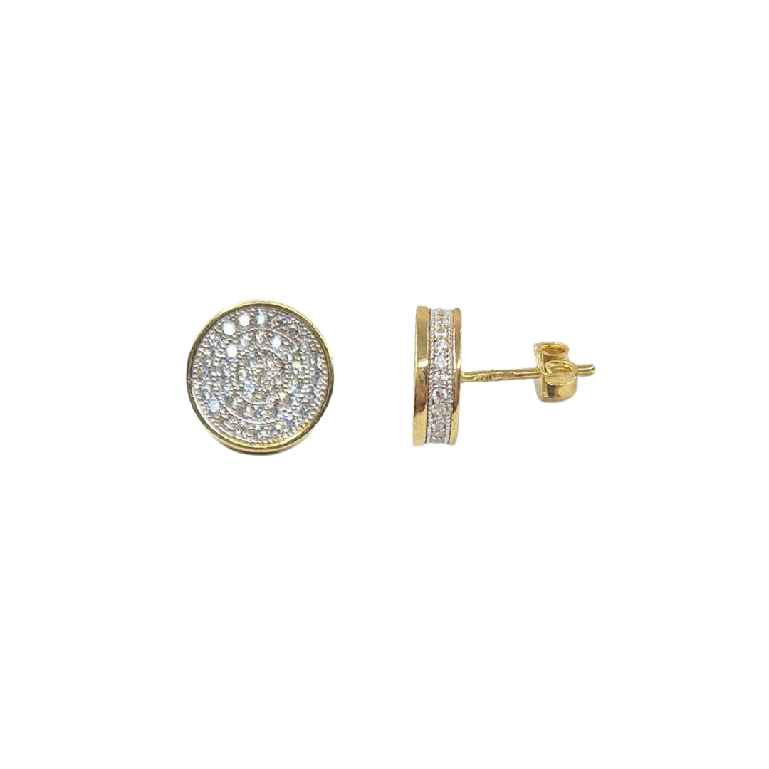 9ct Yellow Gold Round Cubic Zirconia Cluster Stud Earrings