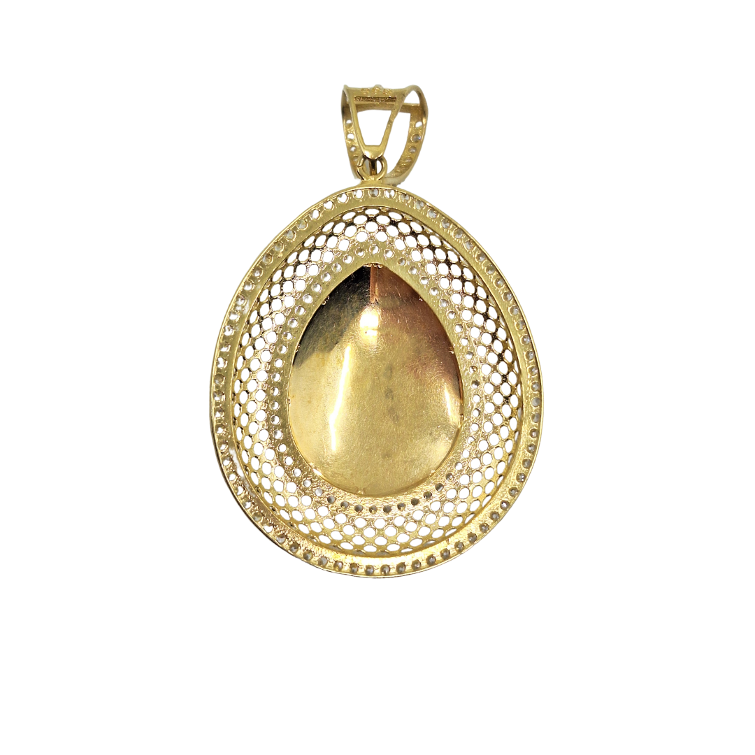 14ct Yellow Gold Cubic Zirconia Versace Style Pendant