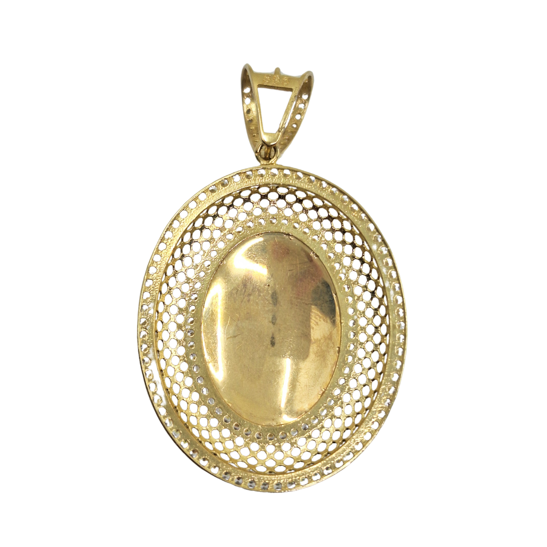 14ct Yellow Gold Cubic Zirconia Versace Style Pendant