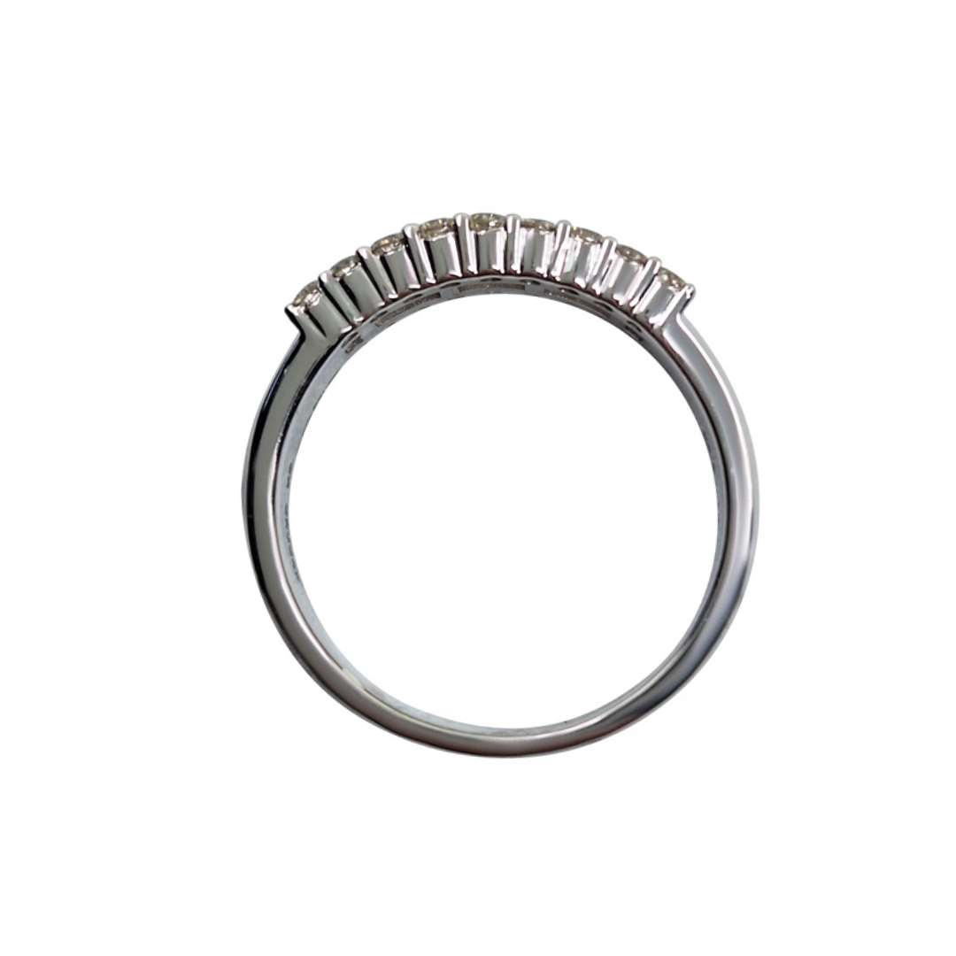 9ct White Gold Baguette & Round Diamond Band Ring 0.92ct