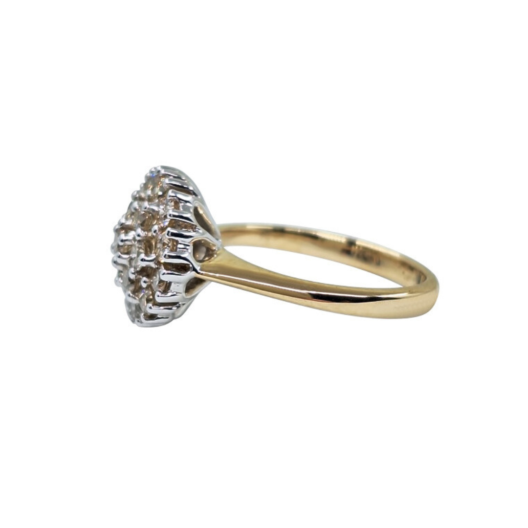 9ct Yellow Gold Diamond Cluster Ring 1.04ct
