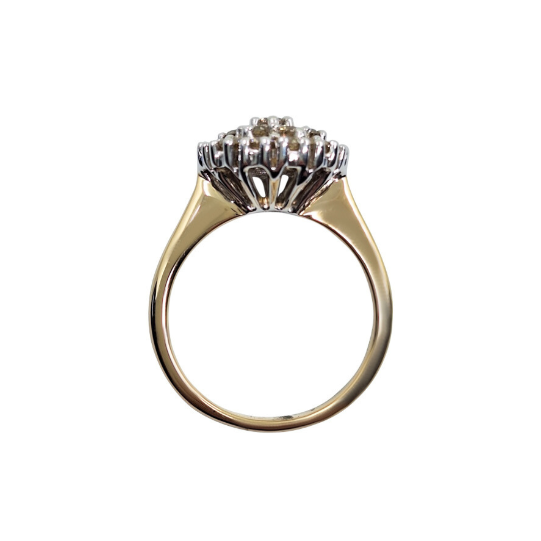 9ct Yellow Gold Diamond Cluster Ring 1.04ct