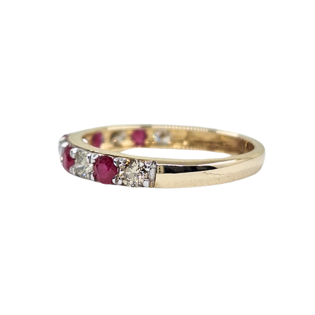 9ct Yellow Gold Ruby & Diamond Eternity Ring