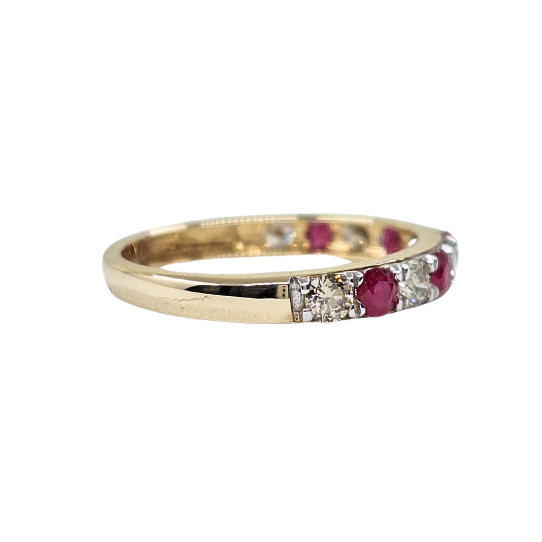 9ct Yellow Gold Ruby & Diamond Eternity Ring
