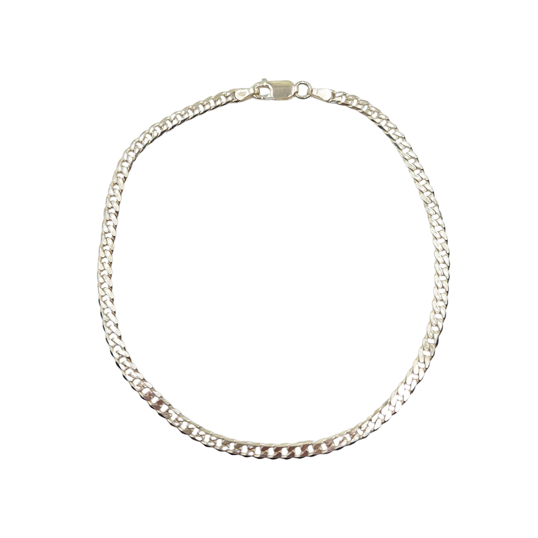 Silver Curb Anklet 10"