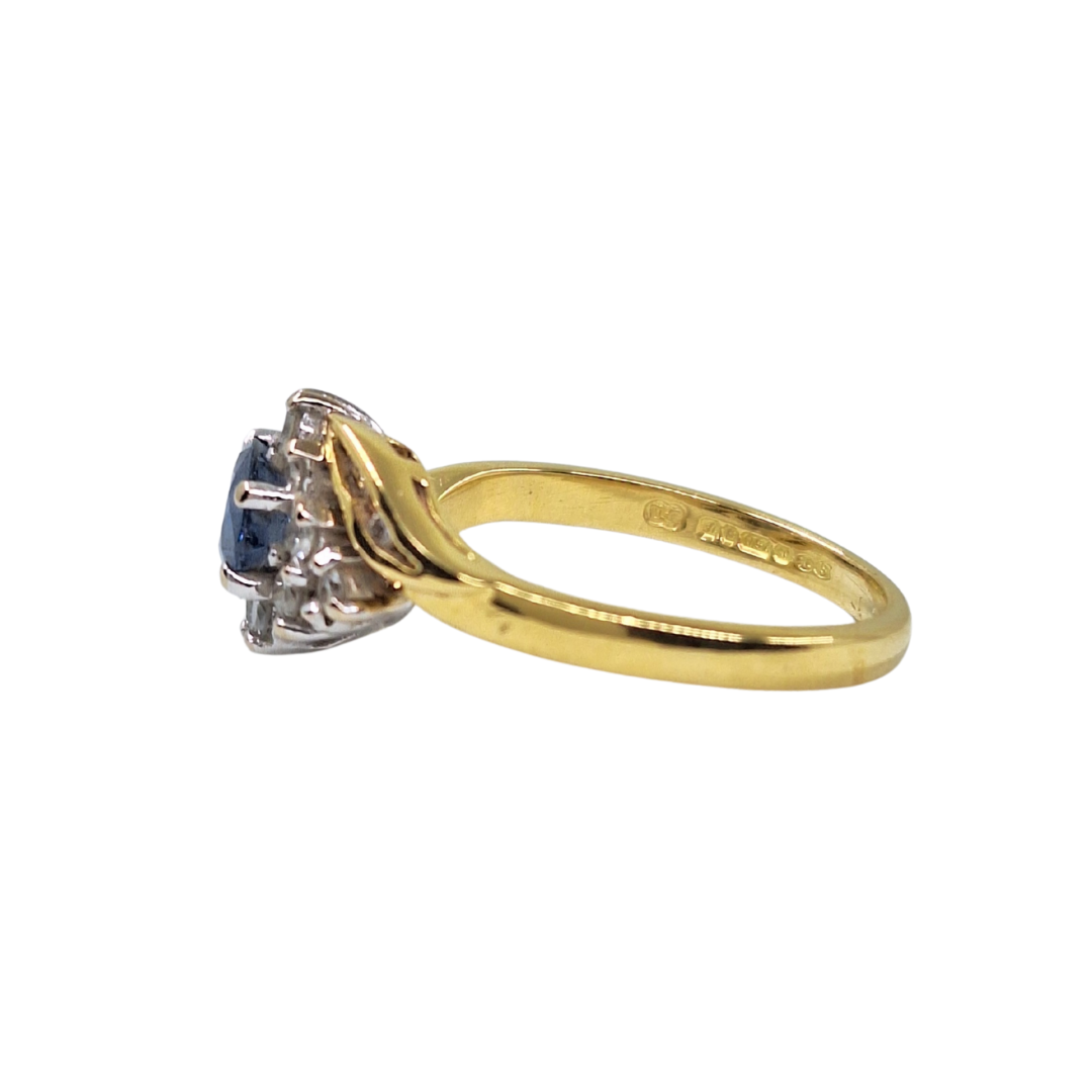 18ct Yellow Gold Sapphire & Diamond Cluster Ring