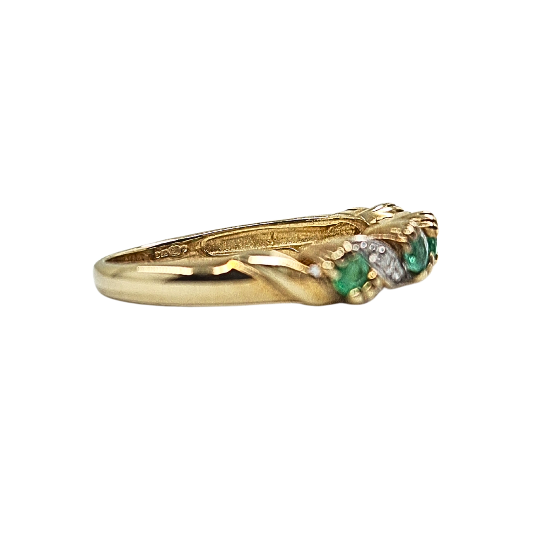 9ct Yellow Gold Emerald & Diamond Eternity Ring