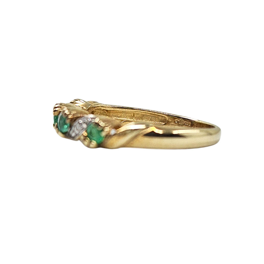9ct Yellow Gold Emerald & Diamond Eternity Ring