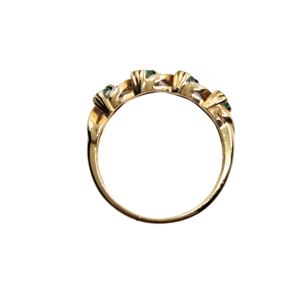 9ct Yellow Gold Emerald & Diamond Eternity Ring