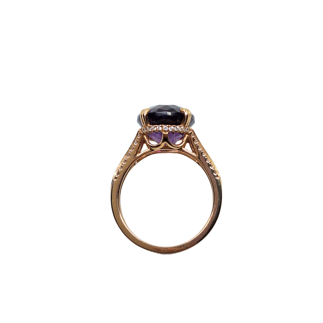 18ct Rose Gold Amethyst & Diamond Ring