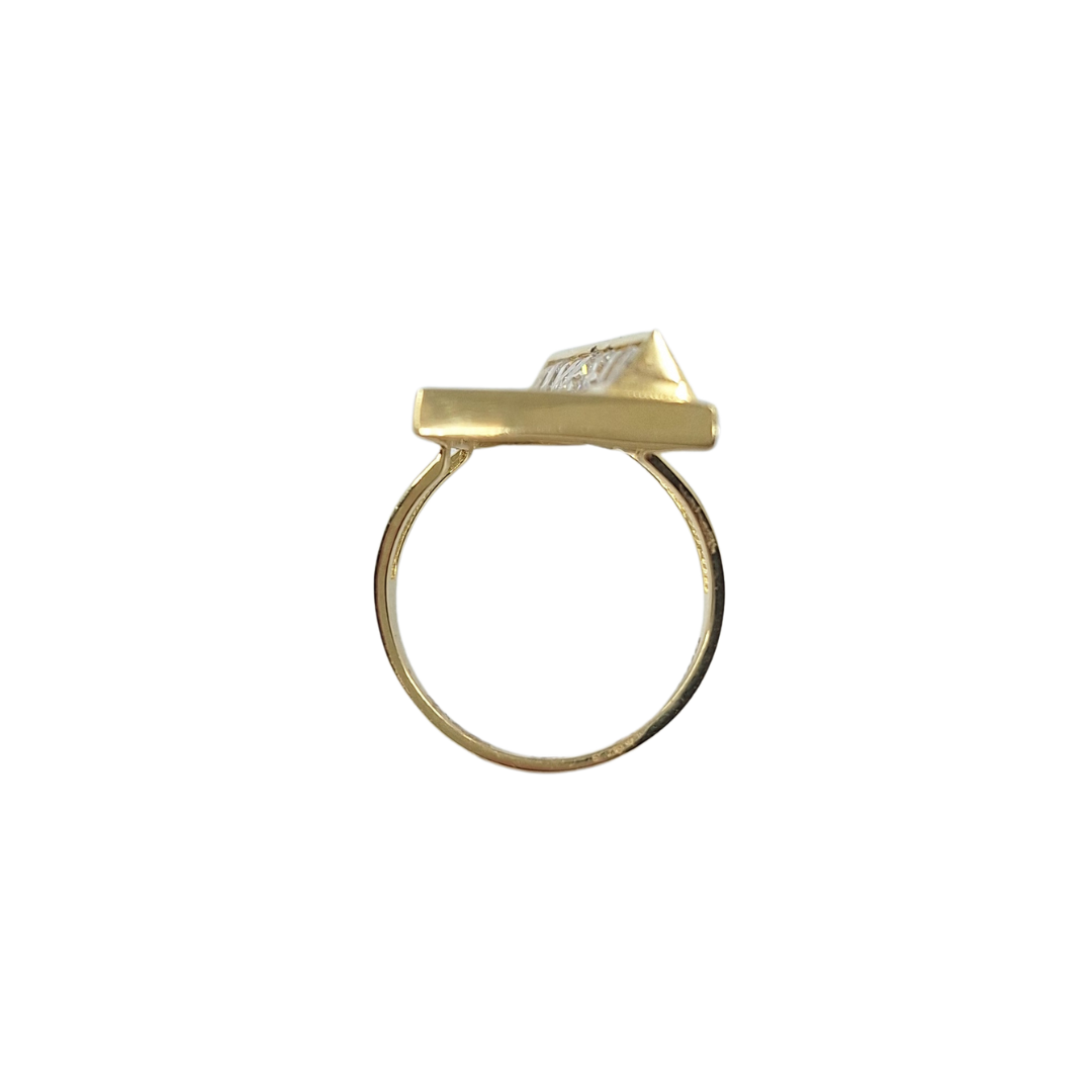 14ct Yellow Gold Cubic Zirconia Geometric Ring