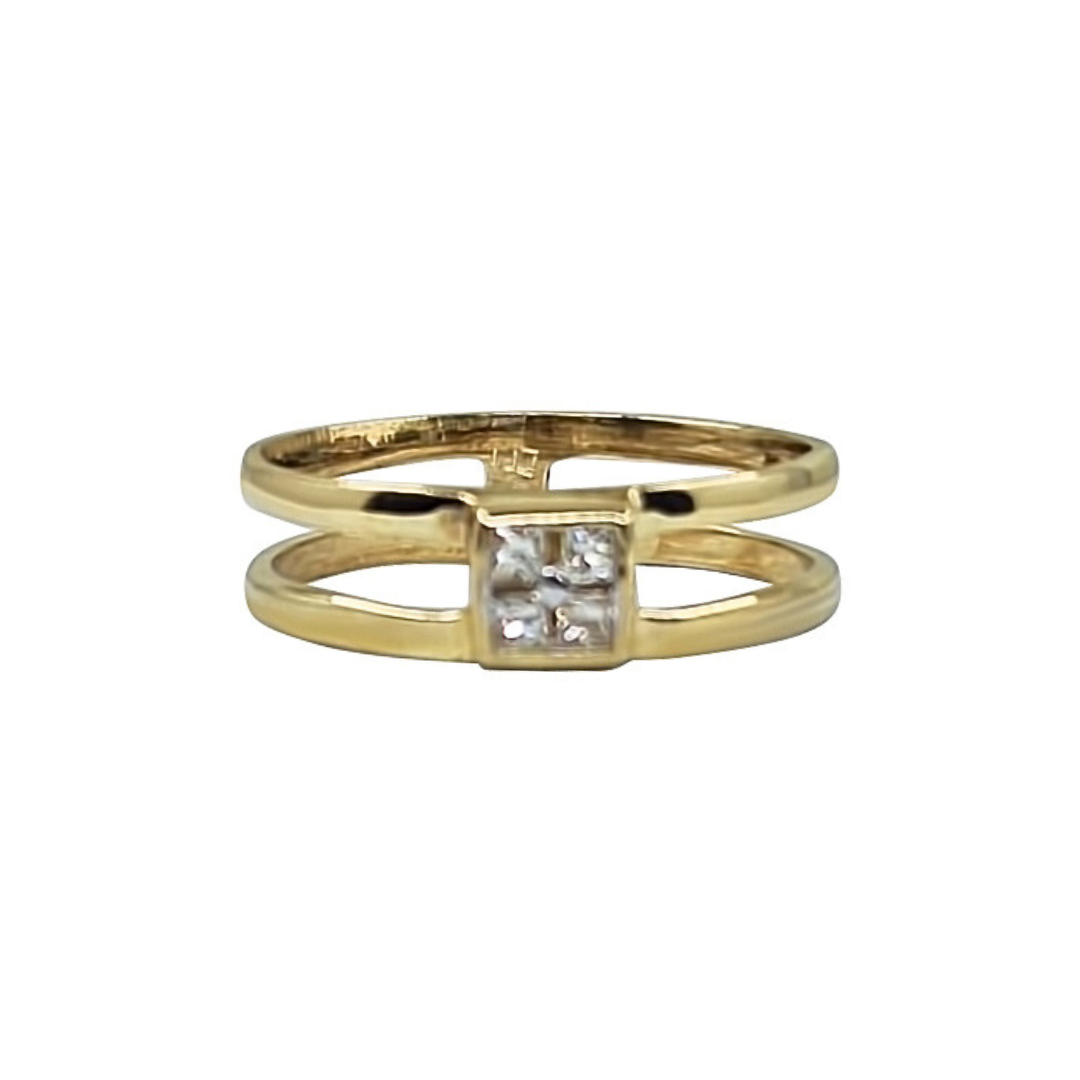 9ct Yellow Gold Double Band Diamond Ring