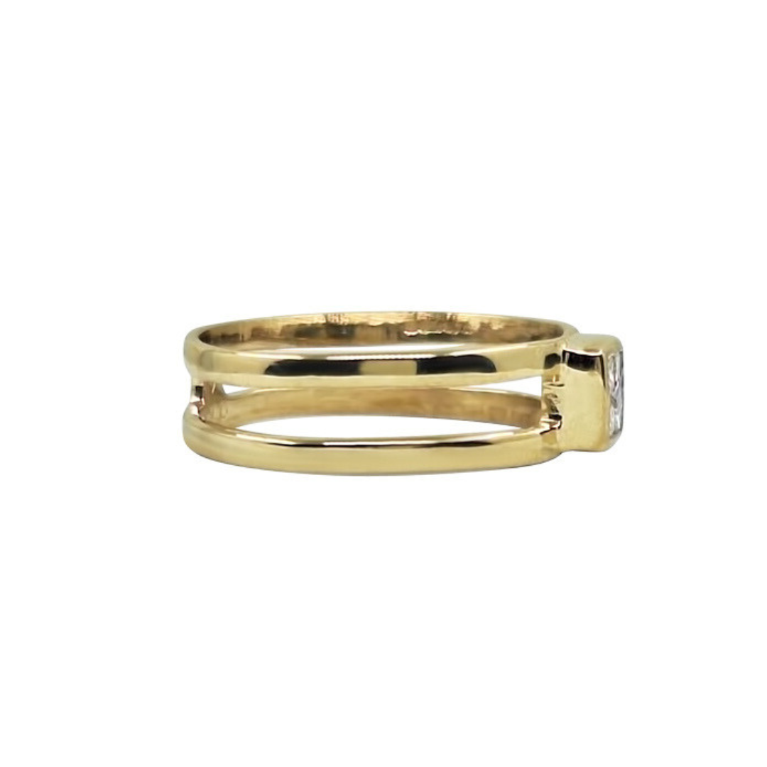 9ct Yellow Gold Double Band Diamond Ring