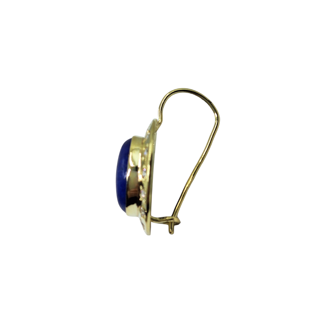 14ct Yellow Gold Lapis & Cubic Zirconia Drop Earrings