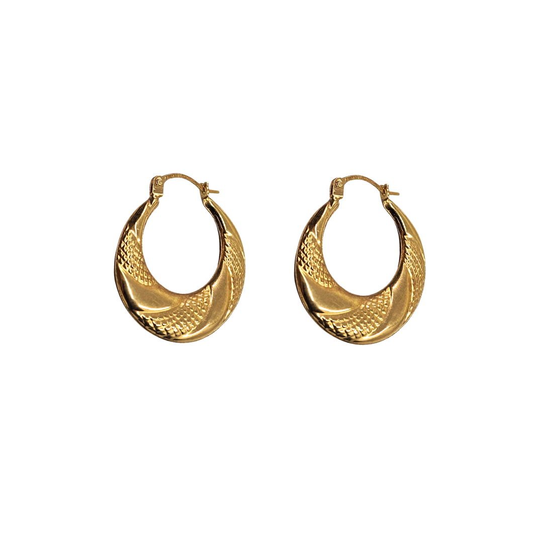 9ct Yellow Gold Fancy Creole Earrings