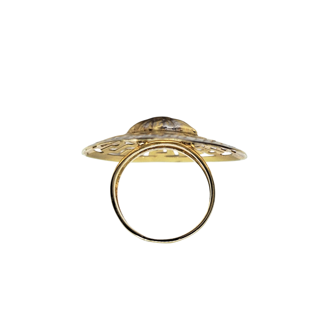 14ct 2 Colour Gold Round Versace Style Ring
