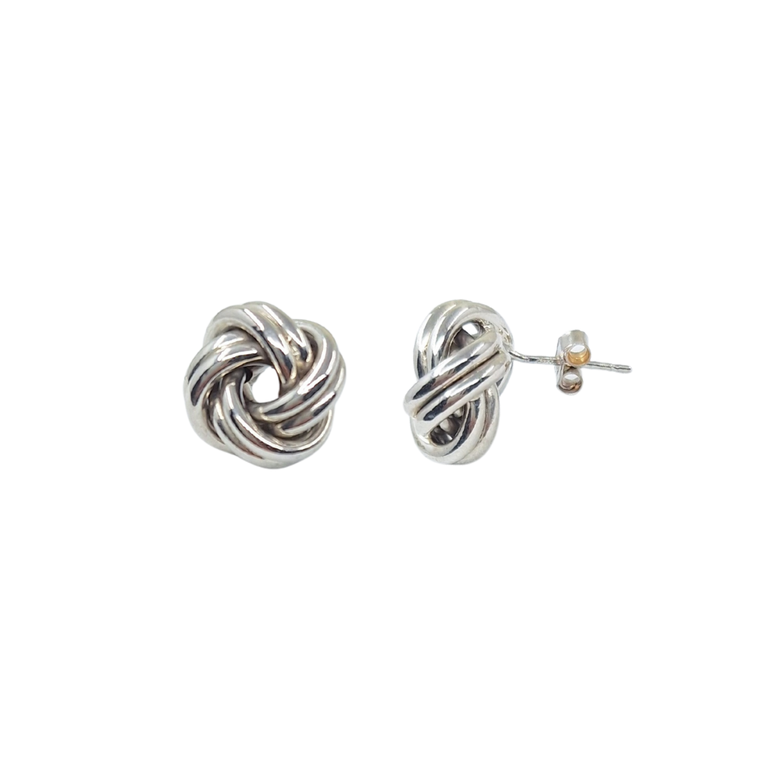 9ct White Gold Twist Knot Earrings
