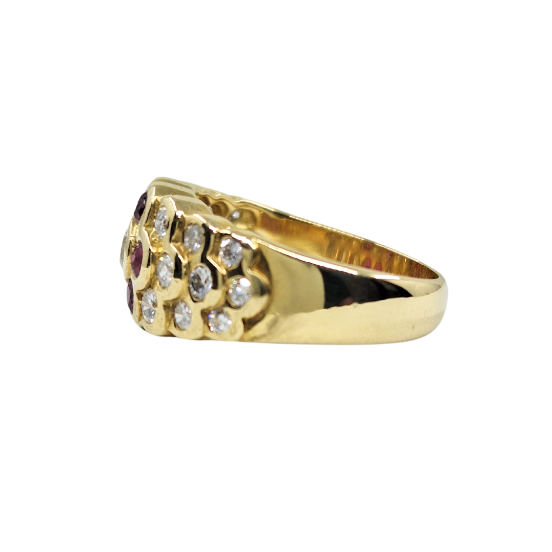 18ct Yellow Gold Ruby & Diamond Band Ring