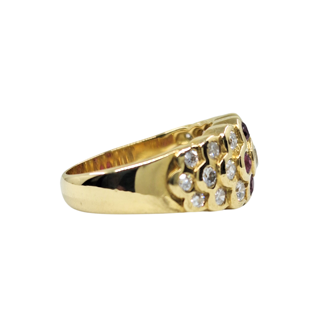 18ct Yellow Gold Ruby & Diamond Band Ring
